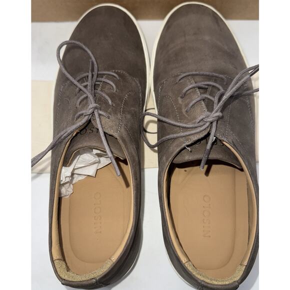 Nisolo Diego Everyday Sneaker Shoes Mens 8 Gray Leather Casual Comfort NEW - Picture 4 of 8
